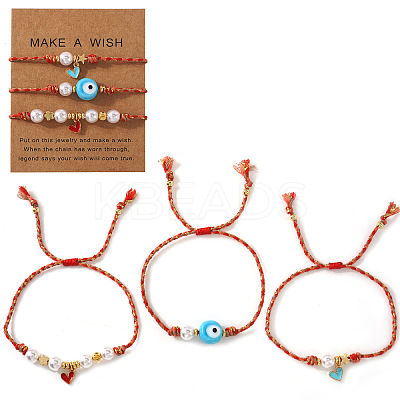 3Pcs Handmade Brass Enamel Charm Bracelets OI2276-14-1
