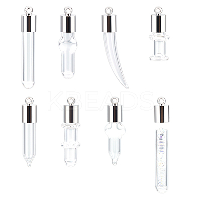 16 Sets 8 Style Transparent Glass Bottle Pendants GLAA-AR0001-26-1