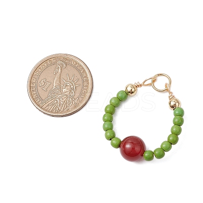 5Pcs 5 Colors Natural Carnelian(Dyd & Heated) and Dyed Synthetic Turquoise Pendants PALLOY-JF03191-1