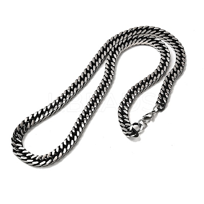Non-Tarnish Men's 304 Stainless Steel Diamond Cut Cuban Link Chain Necklaces NJEW-L173-002A-P-1