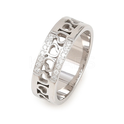 304 Stainless Steel Micro Pave Cubic Zirconia Finger Rings for Women RJEW-K315-02P-1