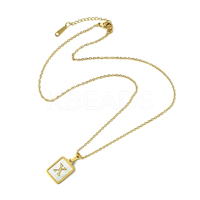 Ion Plating(IP) Rectangle with Initial Letter 304 Stainless Steel Pendant Necklace NJEW-R265-04G-X-1