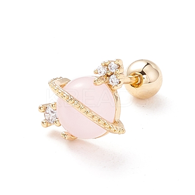 Planet Cat Eye Stud Earrings for Women EJEW-A065-02G-1