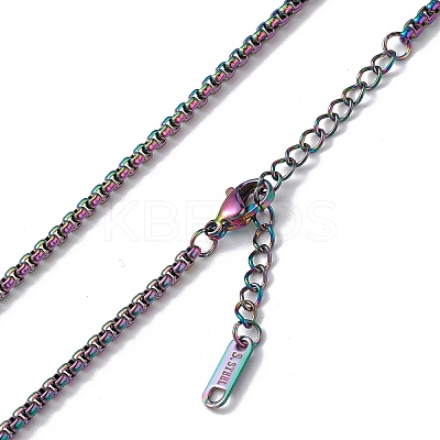 Ion Plating(IP) 304 Stainless Steel Box Chain Necklace for Men Women NJEW-K245-020E-1