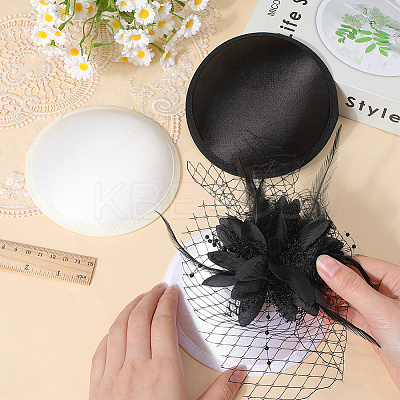 3Pcs 3 Colors Satin Imitation Linen Fascinator Hat Base for Millinery AJEW-GF0010-82-1