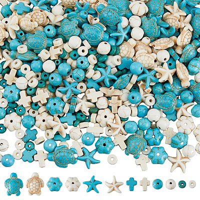 426Pcs 12 Styles Dyed Synthetic Turquoise Beads G-DC0001-41-1