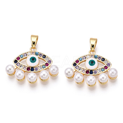 Brass Micro Pave Cubic Zirconia Pendants ZIRC-OY001-64G-1