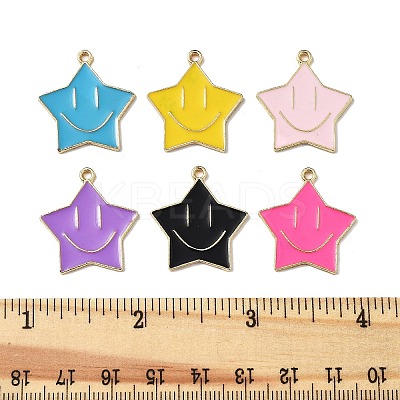 12Pcs 6 Colors Alloy Enamel Pendants ENAM-FP0001-75-1
