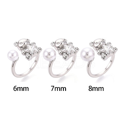 Bear Brass Micro Pave Clear Cubic Zirconia Cuff Ring Settings KK-T076-32P-1