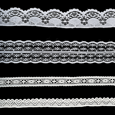 4 Styles Polyester Lace Trim OCOR-GF0005-25D-1