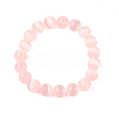 Round Natural Selenite Beaded Stretch Bracelets BJEW-L694-002A-02-1
