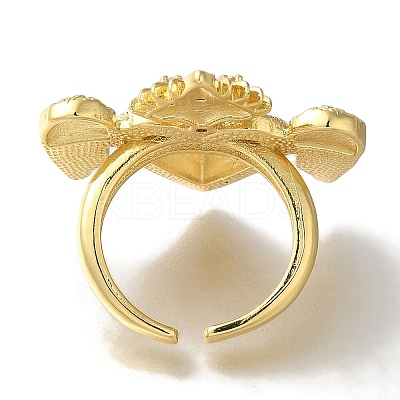 Rack Plating Brass Clear Cubic Zirconia Open Cuff Rings RJEW-S411-01G-01-1