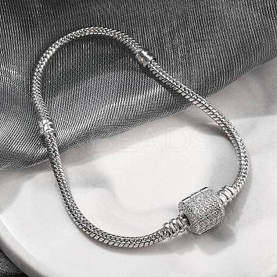 Brass Micro Pave Clear Cubic Zirconia Link Bracelets LS-BJEW-S158-15P-1