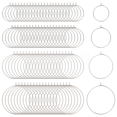320Pcs 40 Styles 316 Surgical Stainless Steel Hoop Earring Findings STAS-ME0001-08-1