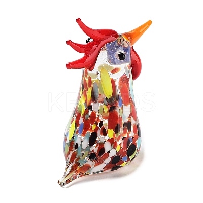 3D Rooster Handmade Lampwork Display Decoration DJEW-C012-01-1