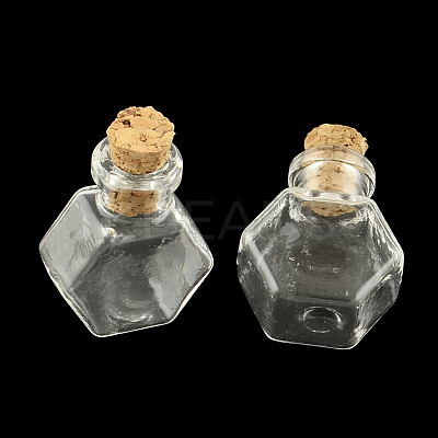 Hexagon Glass Bottle for Bead Containers AJEW-R045-03-1