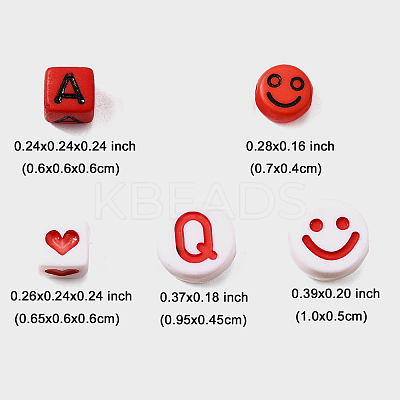 200Pcs Expression & Letter Acrylic Beads MACR-FP0001-28-1