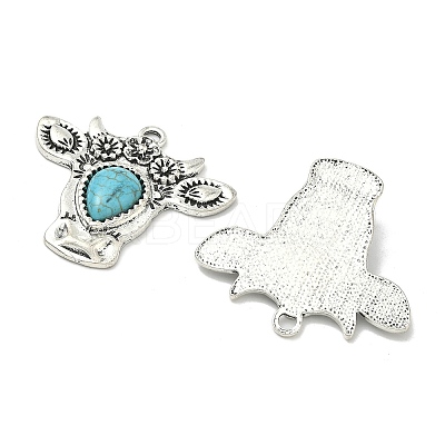 Bohemian Synthetic Turquoise Cattle Pendants FIND-Z112-01AS-08-1