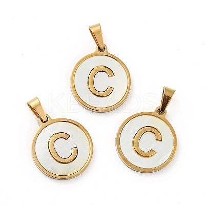 PVD Vacuum Plating 304 Stainless Steel with White Shell Pendants STAS-G268-01C-G-1