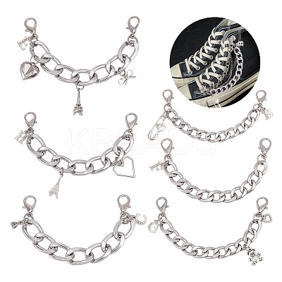 6Pcs 6 Styles Aluminum Canvas Shoes Chains FIND-GO00005-1