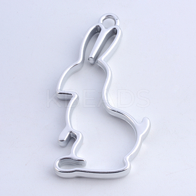Alloy Bunny Open Back Bezel Pendants X-PALLOY-S047-41B-FF-1