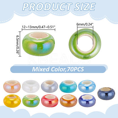 70Pcs Electroplate Porcelain Beads PORC-HY0001-16-1