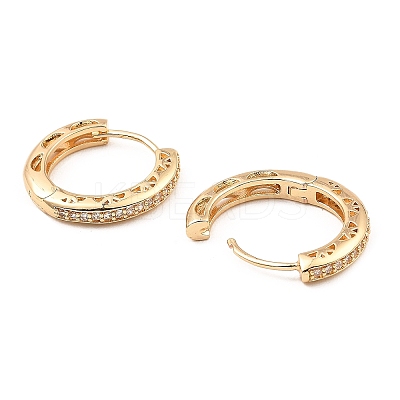 Brass Micro Pave Cubic Zirconia Hoop Earrings EJEW-D078-12KCG-1