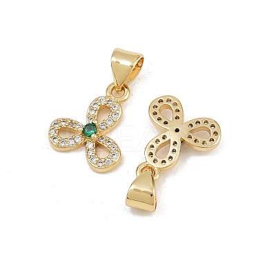 Brass Micro Pave Cubic Zirconia Charms KK-C132-04G-1