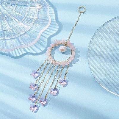 Glass Star Pendant Decorations HJEW-JM01247-03-1