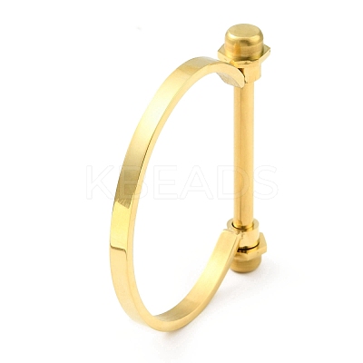 304 Stainless Steel D Shape Bar Screw Bangle BJEW-G636-05A-G-1