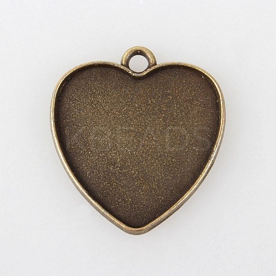 Vintage Tibetan Style Alloy Heart Pendant Cabochon Settings X-TIBEP-M018-145AB-NF-1