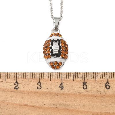 Zinc Alloy Topaz Rhinestone Sport Ball Pendant Cable Chain Necklaces LS-NJEW-U024-01P-06-1