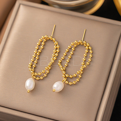 Minimalist Plastic Imitation Pearls Oval Pendant Necklace ON8995-2-1