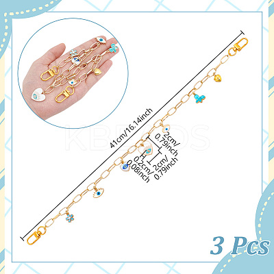 3Pcs Aluminium Paperclip Chains Bag Extender Chains HJEW-NB00277-1