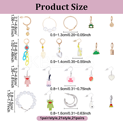 4 Styles Alloy Resin Hoop Earring Set for Women EJEW-UN0002-79-1