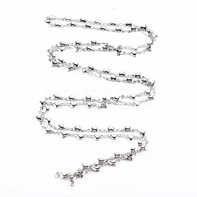 Non-Tarnish 201 Stainless Steel Heart & Oval Link Chains STAS-N092-116-1