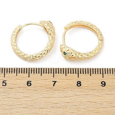 Brass Green Cubic Zirconia Hoop Earrings EJEW-Q016-12G-1
