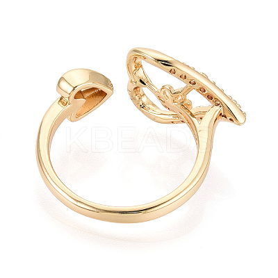 Heart Brass Micro Pave Clear Cubic Zirconia Cuff Rings Setting KK-T079-53G-1