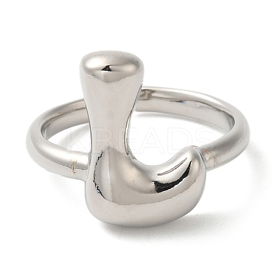 Initials Brass Open Cuff Ring for Women RJEW-N046-02L-P-1
