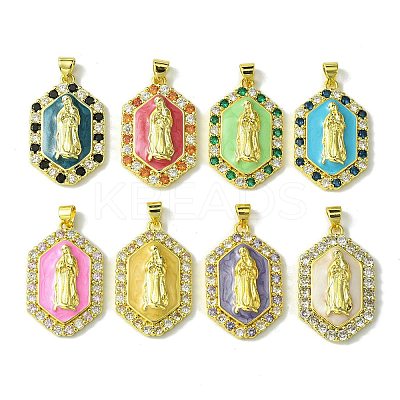 Brass Micro Pave Cubic Zirconia Pendants KK-H472-01G-1