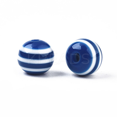 Round Striped Resin Beads RESI-R158-8mm-12-1