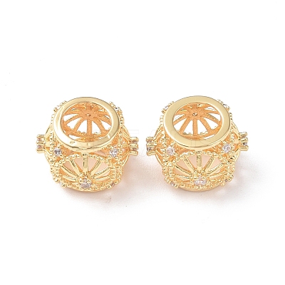 Brass Micro Pave Cubic Zirconia European Beads KK-I702-37G-1