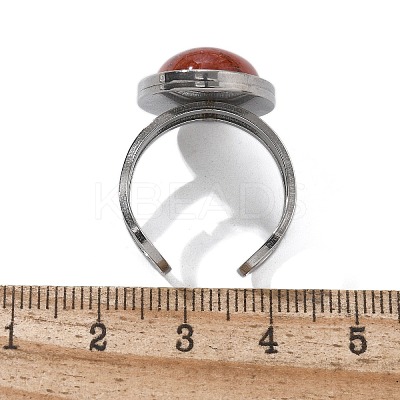 Oval Natural Red Jasper Finger Rings RJEW-M062-02P-14-1