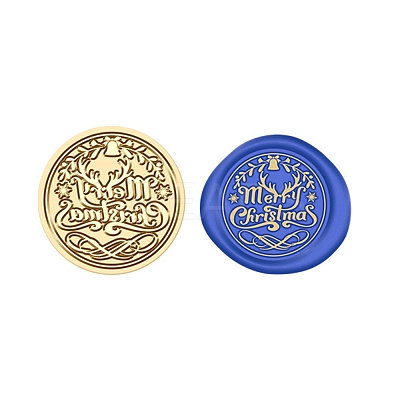 Merry Christmas Wax Seal Brass Stamp Head LS-AJEW-Z031-04G-19-1
