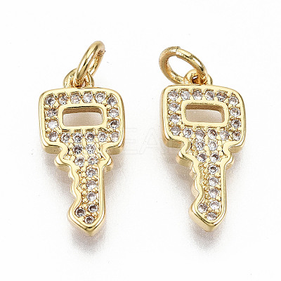 Brass Micro Pave Clear Cubic Zirconia Pendants ZIRC-S067-153-NF-1