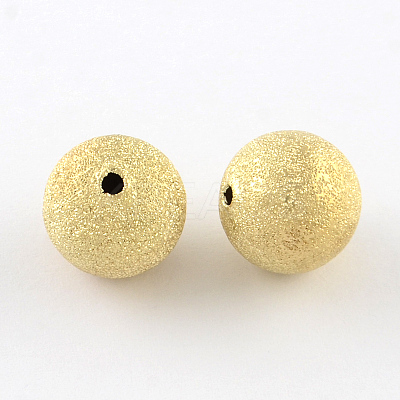 Brass Textured Beads KK-R012-8mm-G-1