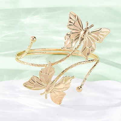 Butterfly Alloy Arm Cuff Bangles for Girl Women LS-AJEW-A063-01H-G-1