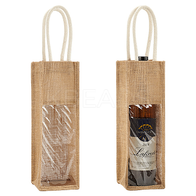 1-Sot Rectangle Linen Wine Storage Bags with Handle ABAG-WH0046-28A-1