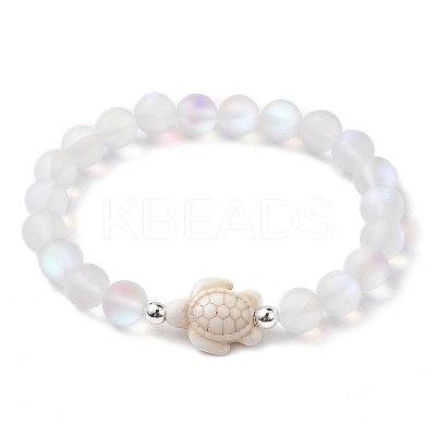 Beach Turtle Dyed Synthetic Turquoise Bead Bracelets BJEW-JB10251-01-1