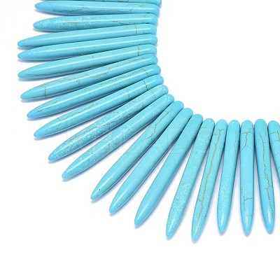 Synthetic Turquoise Graduated Spike Beads Strands G-F604-10E-1
